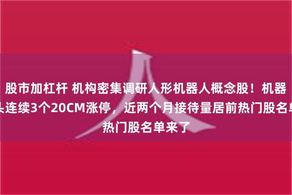 股市加杠杆 机构密集调研人形机器人概念股！机器人龙头连续3个20CM涨停，近两个月接待量居前热门股名单来了