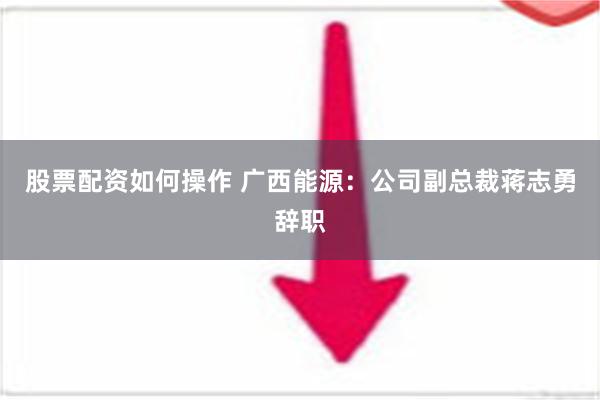 股票配资如何操作 广西能源：公司副总裁蒋志勇辞职